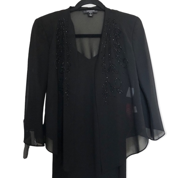 NWT R & M Richards beaded V-neck Two-piece dress black - Picture 5 of 16